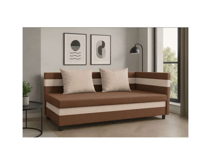 Jednolôžková posteľ (váľanda) s úložným priestorom Paulita - hnedá / béžová