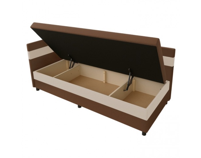 Jednolôžková posteľ (váľanda) s úložným priestorom Paulita - hnedá / béžová
