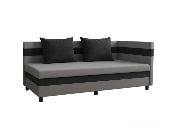 Jednolôžková posteľ (váľanda) s úložným priestorom Paulita - sivá / čierna