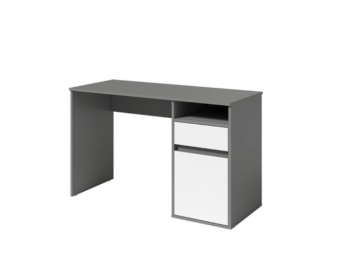 PC stôl Bili - tmavosivý grafit / biela