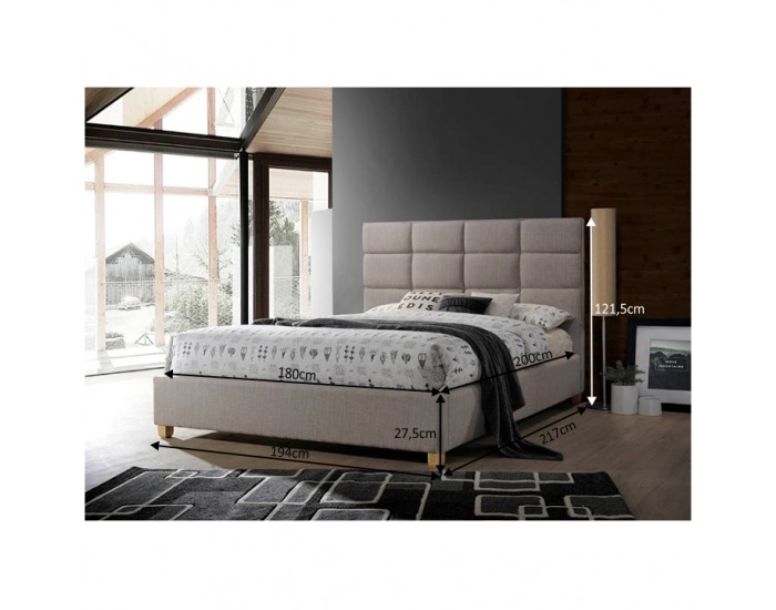 Čalúnená manželská posteľ s roštom Pegasus 180 180x200 cm - sivohnedá