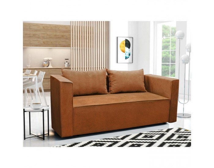 Rozkladacia pohovka s úložným priestorom Pegy - terakota