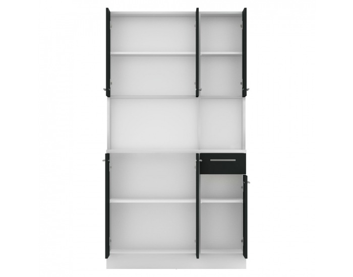 Šesťdverový kredenc Pelion New - biela / čierna