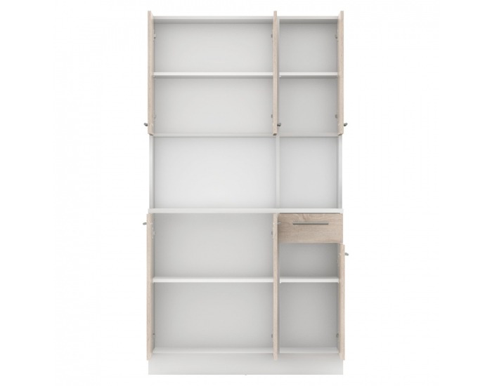 Šesťdverový kredenc Pelion New - biela / dub sonoma