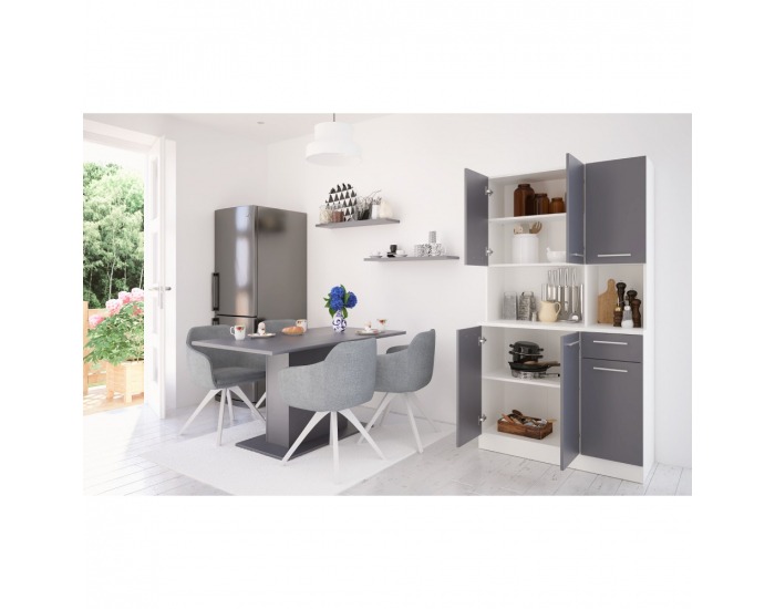 Šesťdverový kredenc Pelion New - biela / grafit