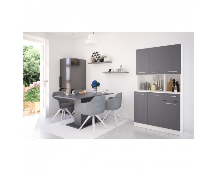 Šesťdverový kredenc Pelion New - biela / grafit