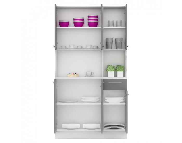 Šesťdverový kredenc Pelion New - biela / grafit