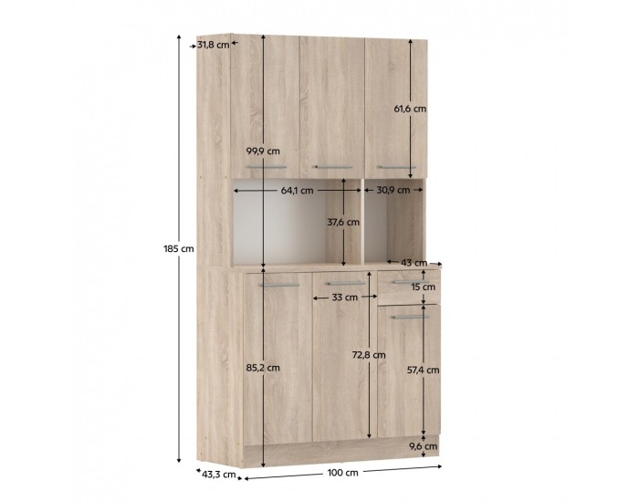 Šesťdverový kredenc Pelion New - dub sonoma