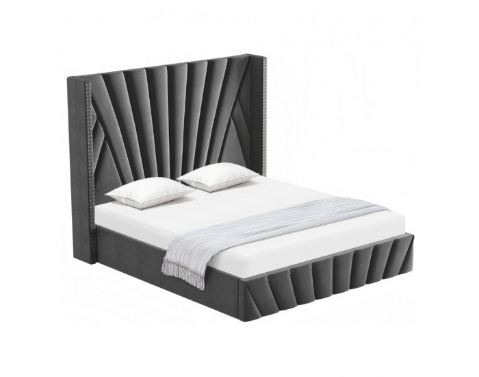 Čalúnená manželská posteľ s roštom Penelope 180 - tmavosivá (Velvet)