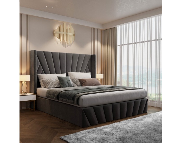Čalúnená manželská posteľ s roštom Penelope 180 - tmavosivá (Velvet)