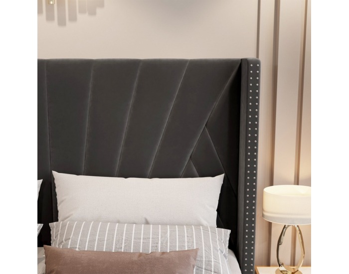 Čalúnená manželská posteľ s roštom Penelope 180 - tmavosivá (Velvet)