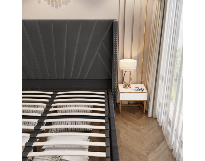 Čalúnená manželská posteľ s roštom Penelope 180 - tmavosivá (Velvet)