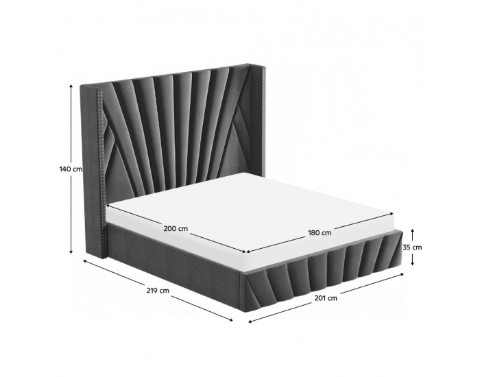 Čalúnená manželská posteľ s roštom Penelope 180 - tmavosivá (Velvet)