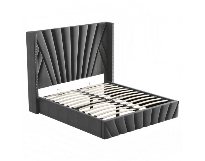 Čalúnená manželská posteľ s roštom Penelope 180 - tmavosivá (Velvet)
