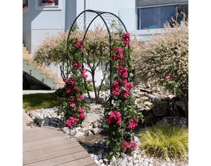 Záhradná oblúková pergola na kvety Perisa - čierna