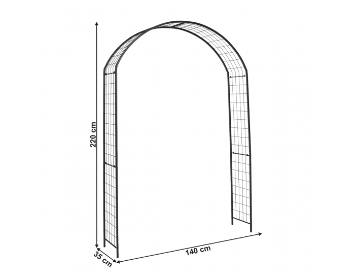 Záhradná oblúková pergola na kvety Perisa - čierna