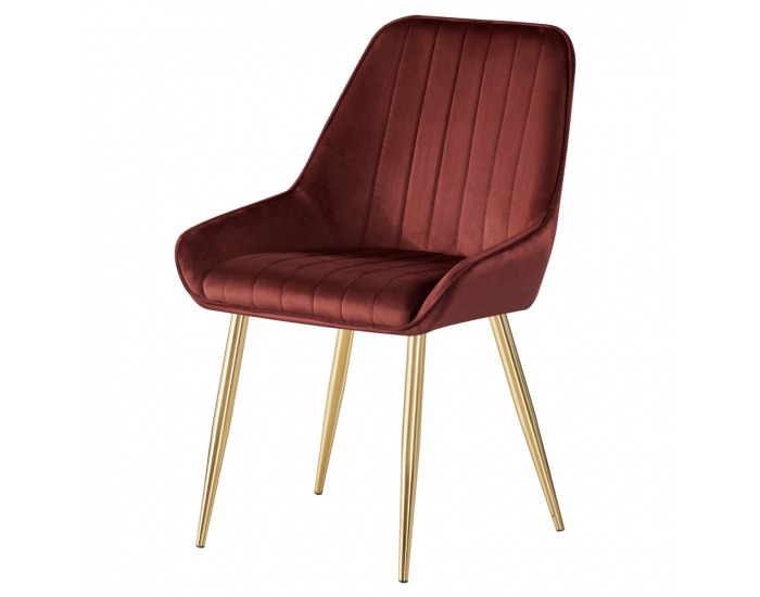 Jedálenská stolička Perlia - bordová (Velvet) / zlatá