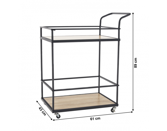 Servírovací stolík na kolieskach Perton - dub / čierna
