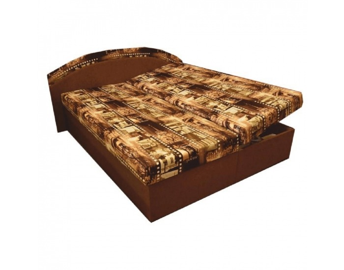 Čalúnená manželská posteľ s úložným priestorom Petra - hnedá / vzor