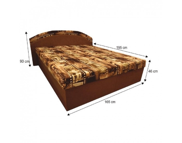 Čalúnená manželská posteľ s úložným priestorom Petra - hnedá / vzor