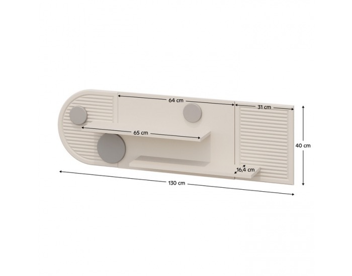Polica Piga 130 - kašmír / dub craft zlatý / sivá