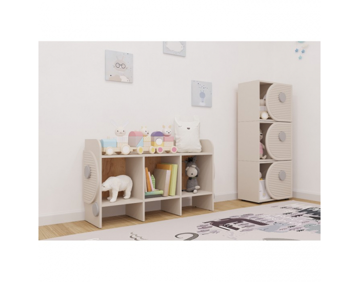 Horizontálny regál Piga 1D - kašmír / dub craft zlatý / sivá