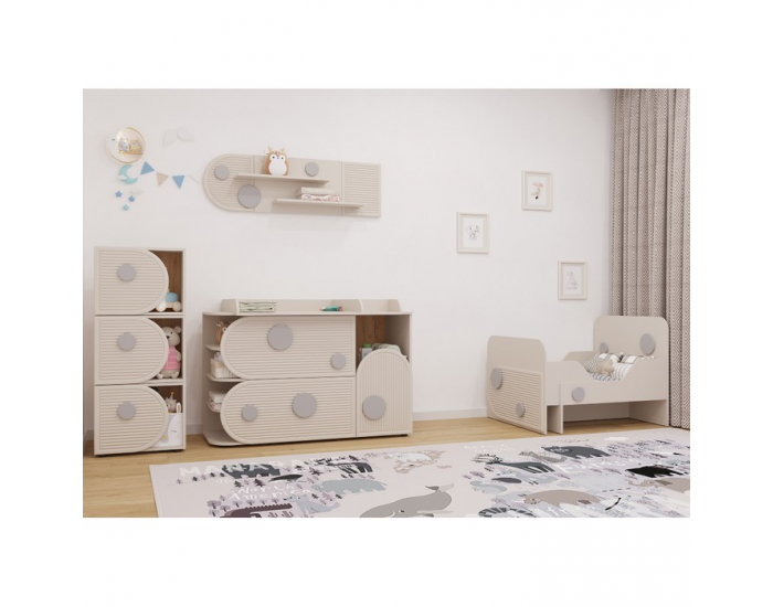 Horizontálny regál Piga 1D - kašmír / dub craft zlatý / sivá