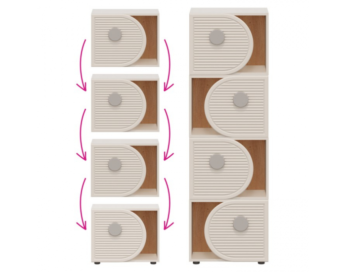 Horizontálny regál Piga 1D - kašmír / dub craft zlatý / sivá