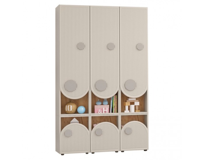 Vertikálny regál Piga 1D - kašmír / dub craft zlatý / sivá