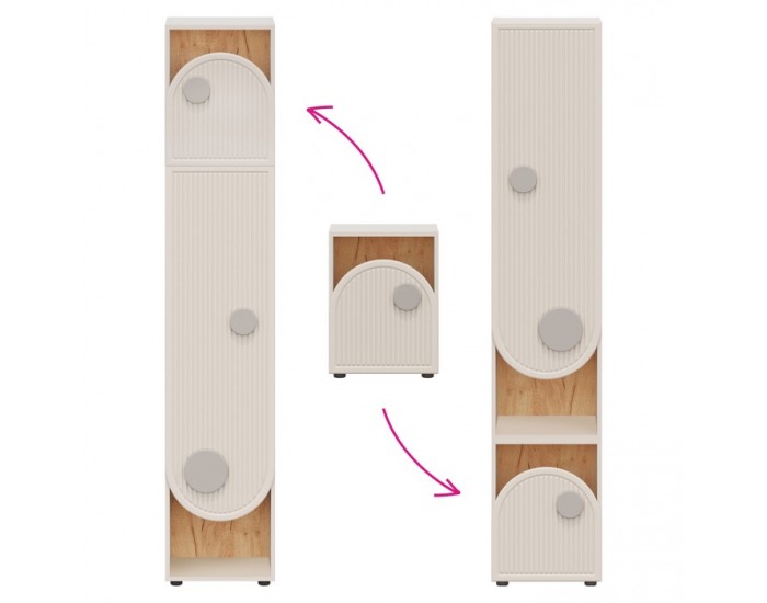 Vertikálny regál Piga 1D - kašmír / dub craft zlatý / sivá