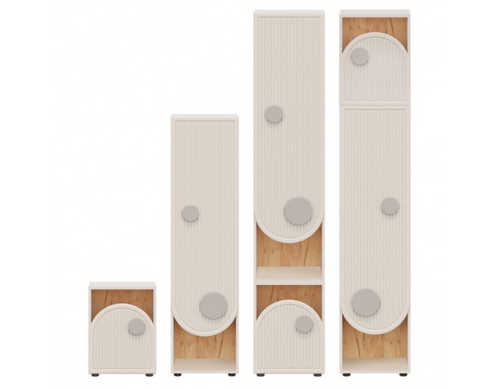 Vertikálny regál Piga 1D - kašmír / dub craft zlatý / sivá