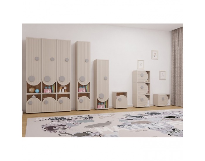 Vysoký regál Piga 1D - kašmír / dub craft zlatý / sivá