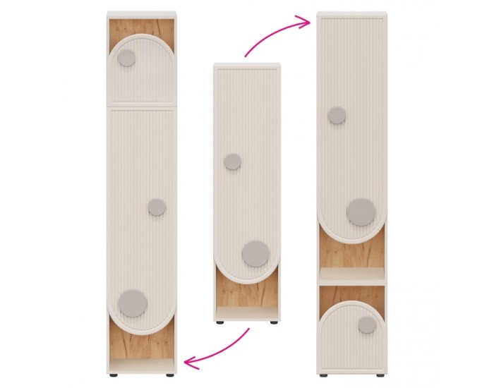 Vysoký regál Piga 1D - kašmír / dub craft zlatý / sivá