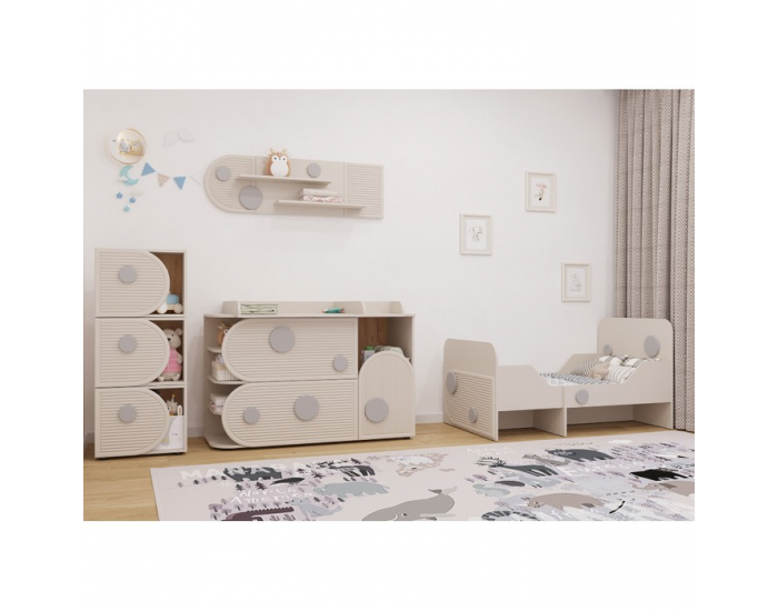 Detská postieľka s nastaviteľnou dĺžkou Piga - kašmír / sivá