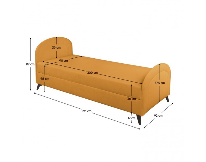 Čalúnená jednolôžková posteľ (váľanda) Pigo - modrá