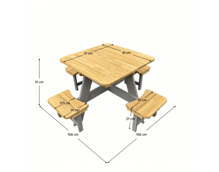 Drevený detský záhradný set Pikio - hnedá / sivá
