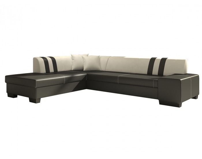 Rohová sedačka s rozkladom a úložným priestorom Pinero II L - čierna / biela
