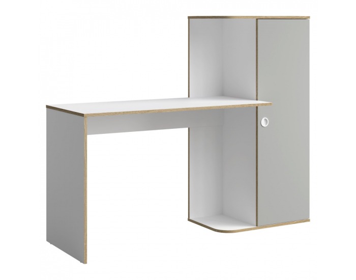 PC stolík so skrinkou Pinio 1D - biela / sivá