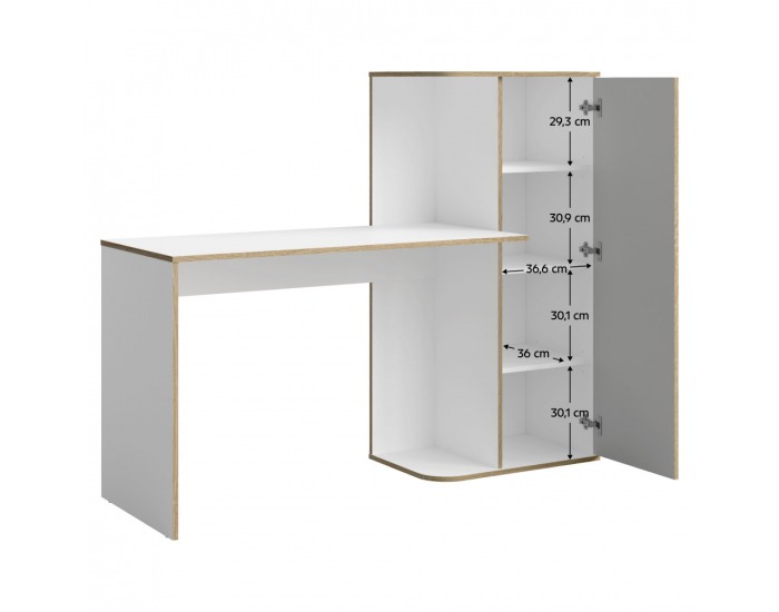 PC stolík so skrinkou Pinio 1D - biela / sivá