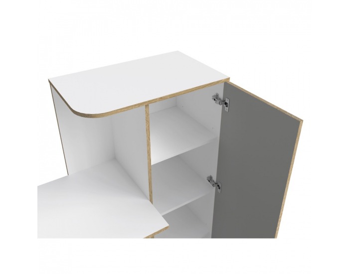 PC stolík so skrinkou Pinio 1D - biela / sivá