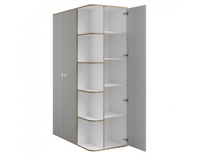 Trojdverová šatníková skriňa Pinio - biela / sivá