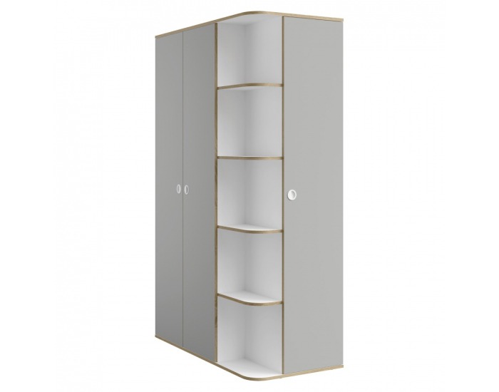Trojdverová šatníková skriňa Pinio - biela / sivá