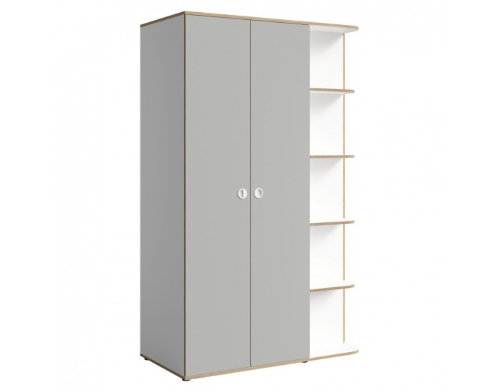 Trojdverová šatníková skriňa Pinio - biela / sivá