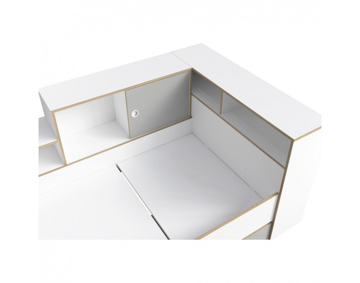 Jednolôžková posteľ s roštom a úložným priestorom Pinio 90x200 cm - biela / sivá