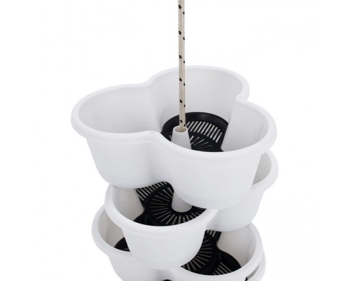 Kaskádový stohovateľný kvetináč (6 ks) Pixelt - biela