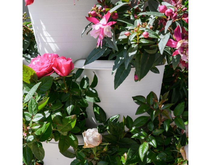 Kaskádový stohovateľný kvetináč (6 ks) Pixelt - biela