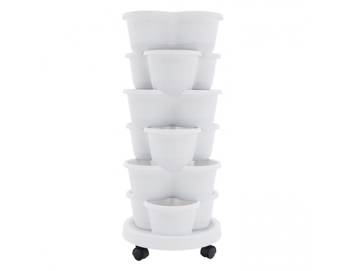 Kaskádový stohovateľný kvetináč (6 ks) Pixelt - biela