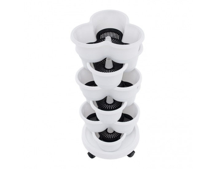 Kaskádový stohovateľný kvetináč (6 ks) Pixelt - biela