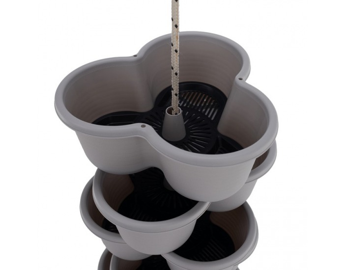 Kaskádový stohovateľný kvetináč (6 ks) Pixelt - sivá