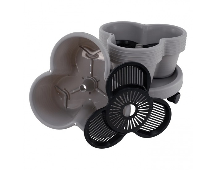 Kaskádový stohovateľný kvetináč (6 ks) Pixelt - sivá